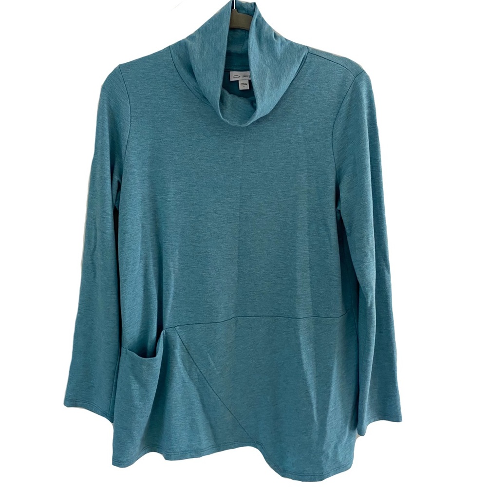 J. Jill PureJill Luxe Tencel Blue Beach Coastal Tunic Top Small‎ Granola Hiking
